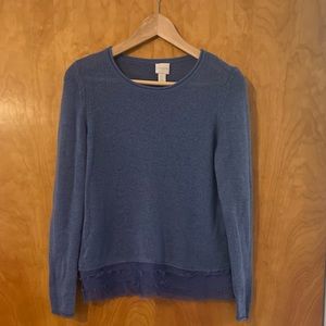 Chicos lightweight light blue sweater with mesh trim, 0 - $18